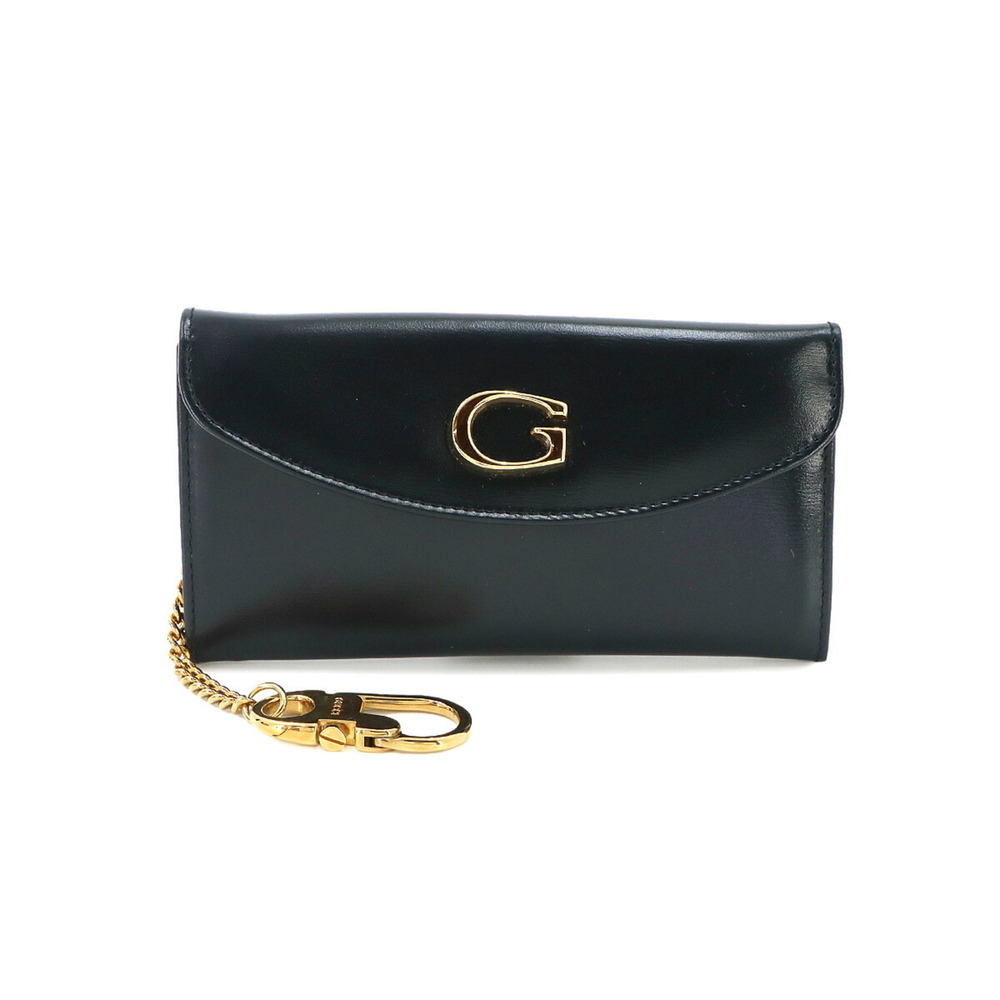 Gucci chain wallet/coin case, leather, navy, gold hardware, vintage coin purse.